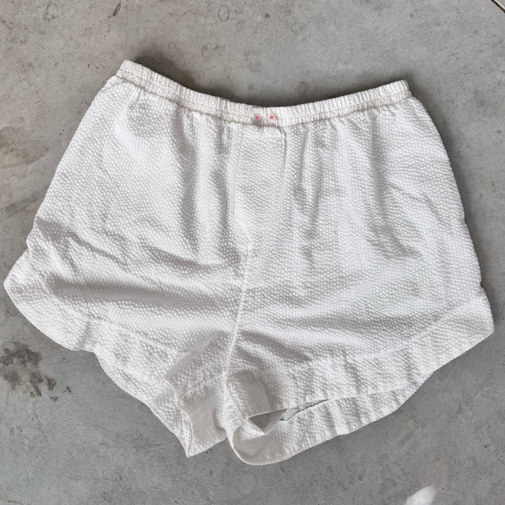 Free People White Textured Cloud Nine Sleep Boxers Elastic Waist Shorts Sz Large